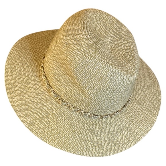 Lavand Summer Beach Hat with Woven Gold Chain- NWT - Picture 1 of 9